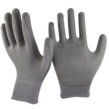 NMSAFETY factory cheap grey polyester liner dipped PU on palm work gloves